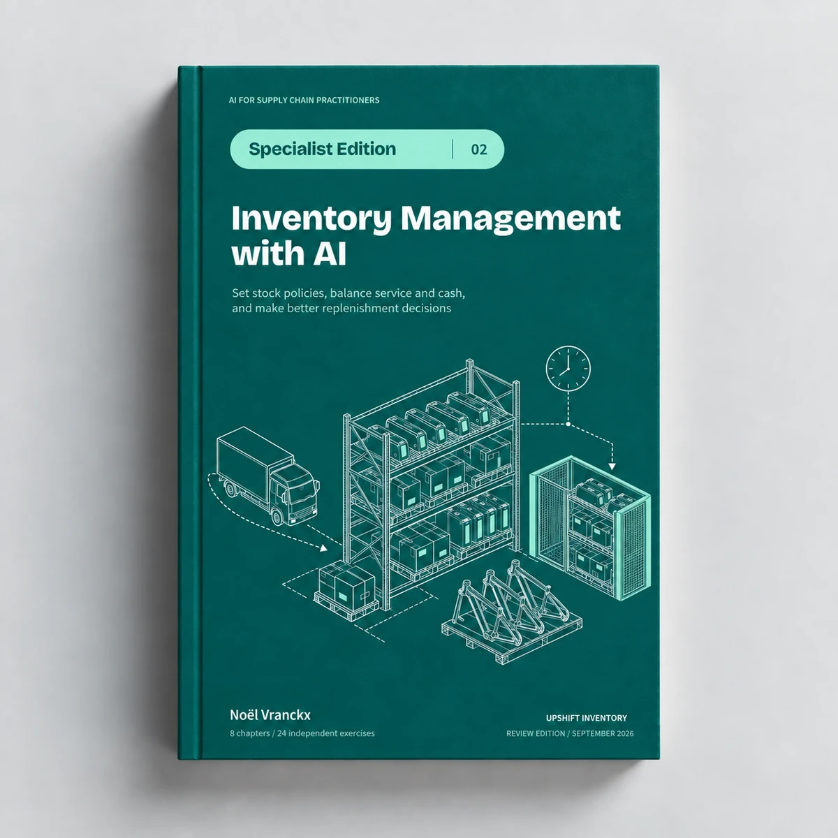 Book mockup of Inventory Management with AI, Specialist Edition 02 · September 2026 review edition